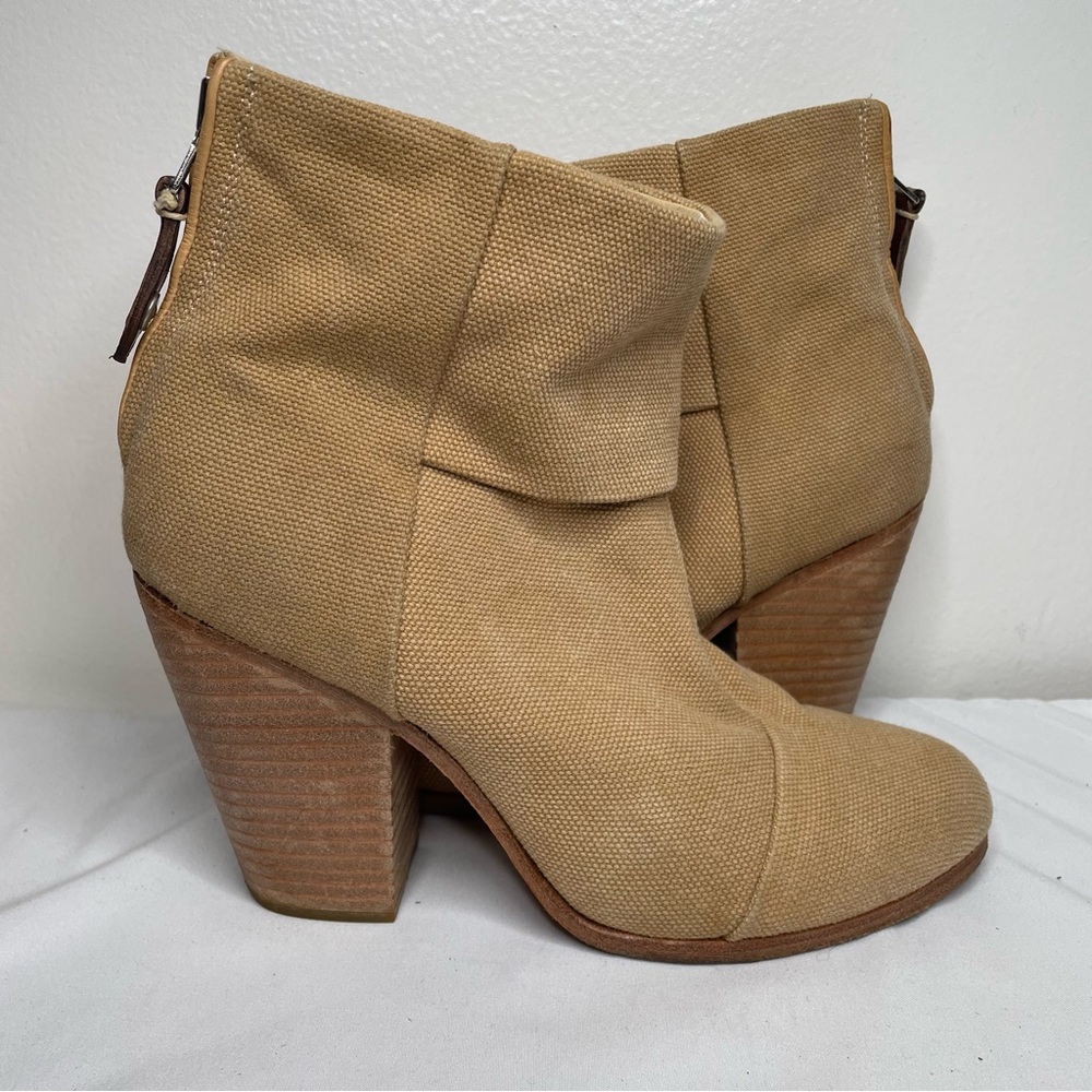 Rag & Bone Boot Bootie Newbury Classic Canvas size 7 Khaki Tan Beige Heels